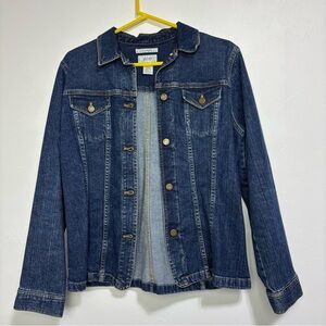 Jones Sport Stretch Classic Denim Jacket Jean Button Front Women's Large Cotton